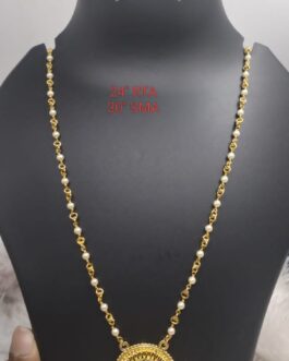 Premium quality one gram gold musti pearl chain with laxmi pendent