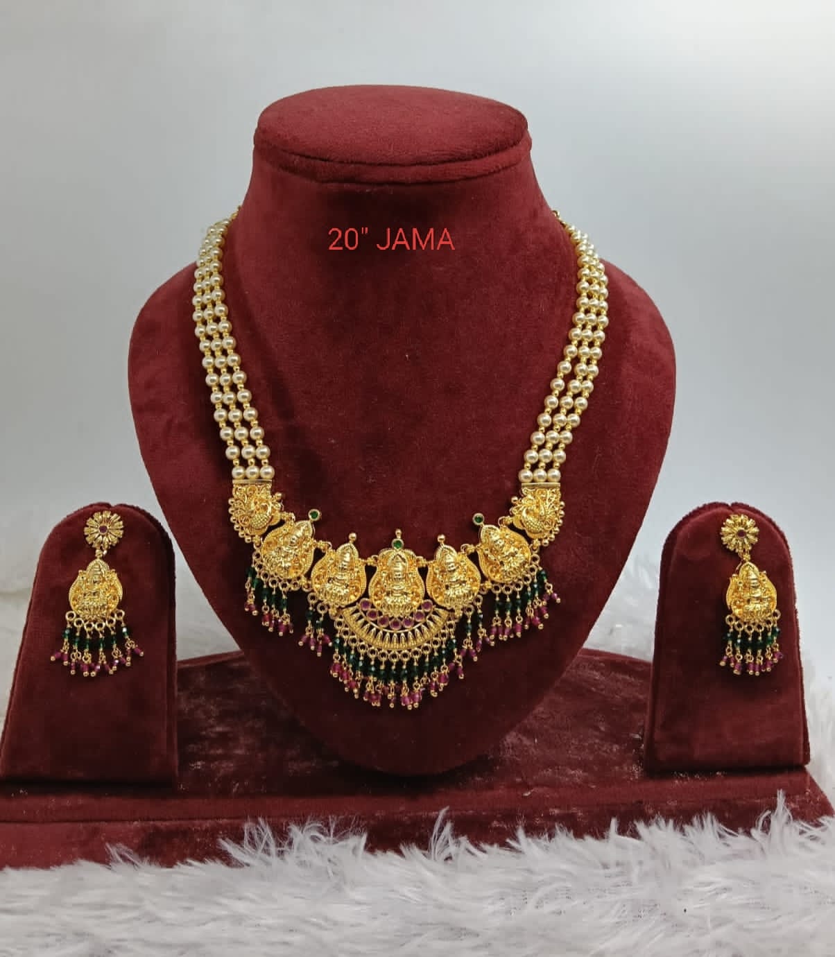 Premium quality sapta laxmi pearl Necklace with earrings