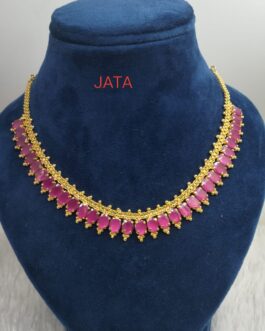 Premium quality One gram gold beautiful Ruby necklace
