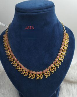 Premium quality One gram gold ruby stone necklace