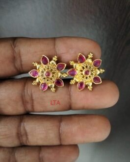 Premium quality one gram gold ruby stone ear rings