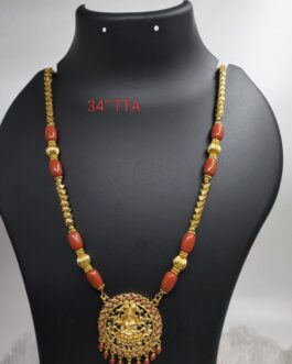 Premium quality one gram gold Coral chain with laxmi pendent