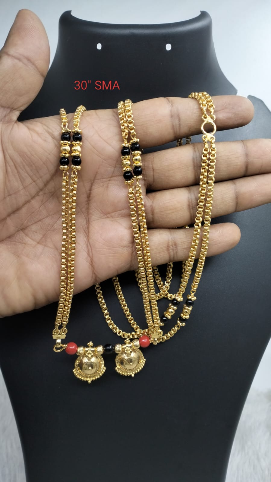 Premium quality one gram gold 30 inch karimani with Thali