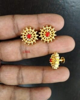Premium quality one gram gold stud ear rings