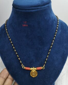 Premium quality one gram gold 18” short karimani with Thali