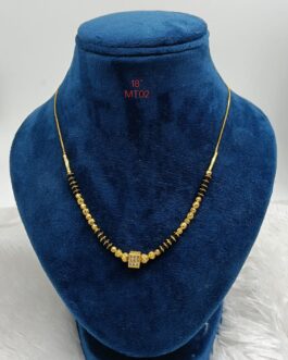 Premium quality One gram gold 18 inch karimani chain with small stone pendent