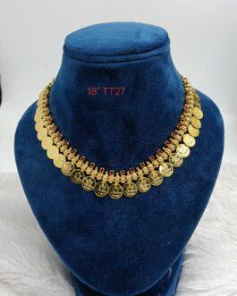 Premium quality one gram gold stone laxmi coin necklace