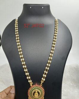 Premium quality one gram gold 32” Pearl chain with laxmi pendent
