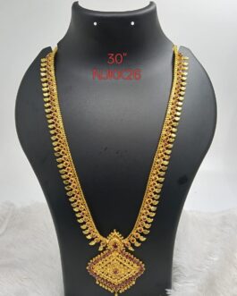 Premium quality one gram gold ruby stone necklace