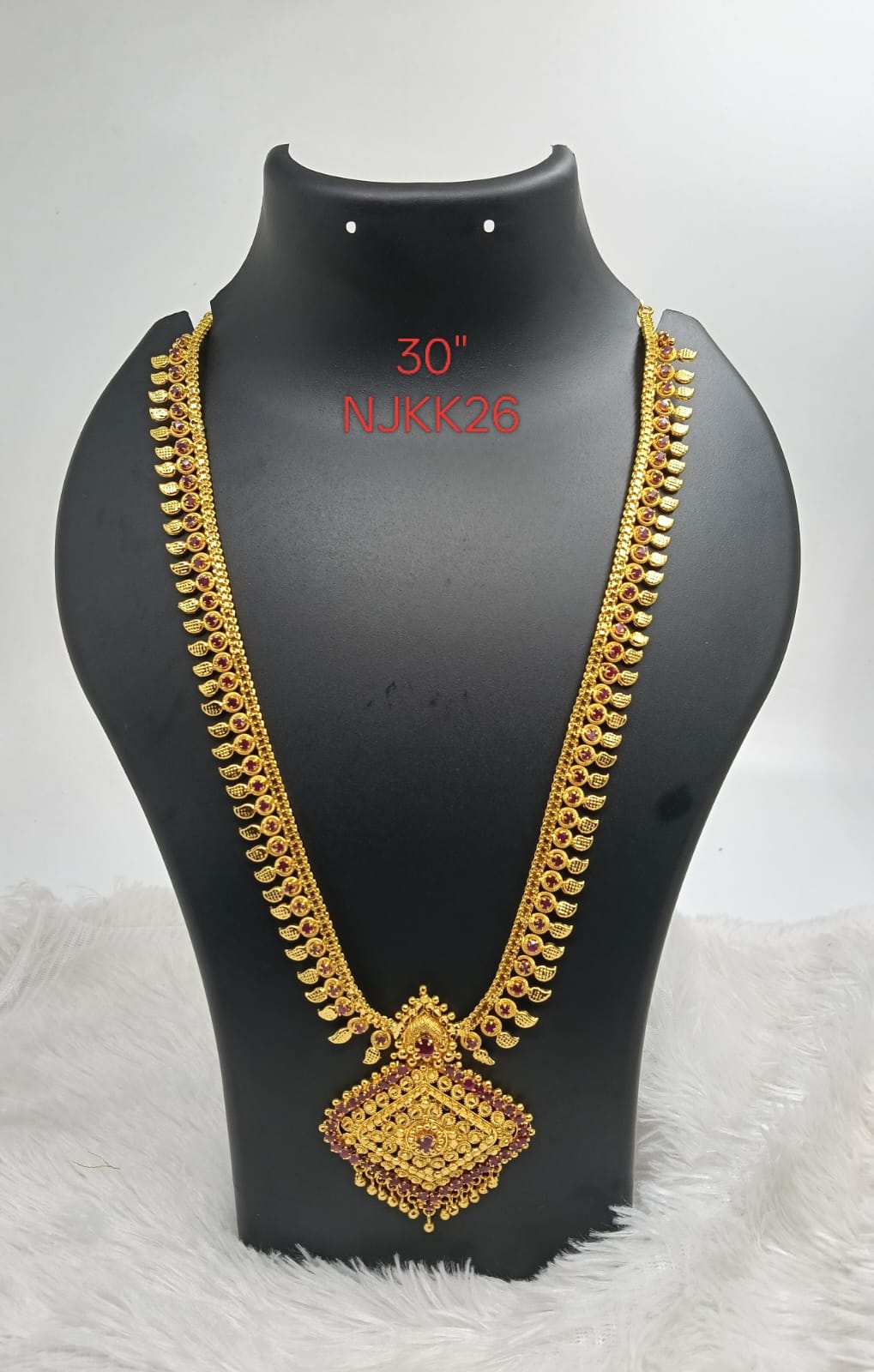 Premium quality one gram gold ruby stone necklace