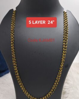 Premium quality one gram gold  5 layer Crystal karimani chain