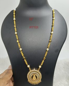 Premium quality one gram gold 32” Musti Pearl chain with laxmi pendent