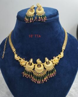 Premium quality one gram gold Peocock necklace with matching Earrings