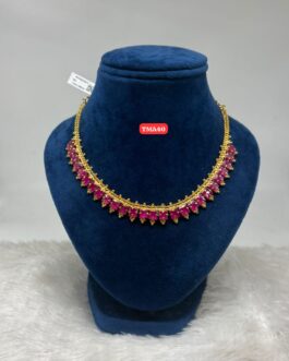 Premium quality One gram gold beautiful Ruby necklace