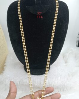Premium quality one gram gold 32 inch Pearl chain with matching pendent