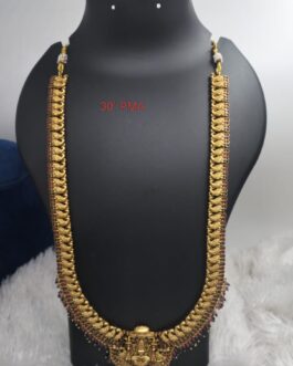 Premium quality matt finish long 30 inch Antique laxmi necklace