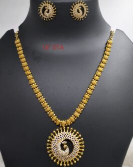 Premium quality one gram gold Big AD stone necklace with Ear rings