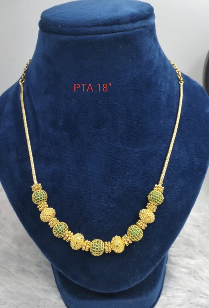 Premium quality one gram gold 18 inch stone ball chain