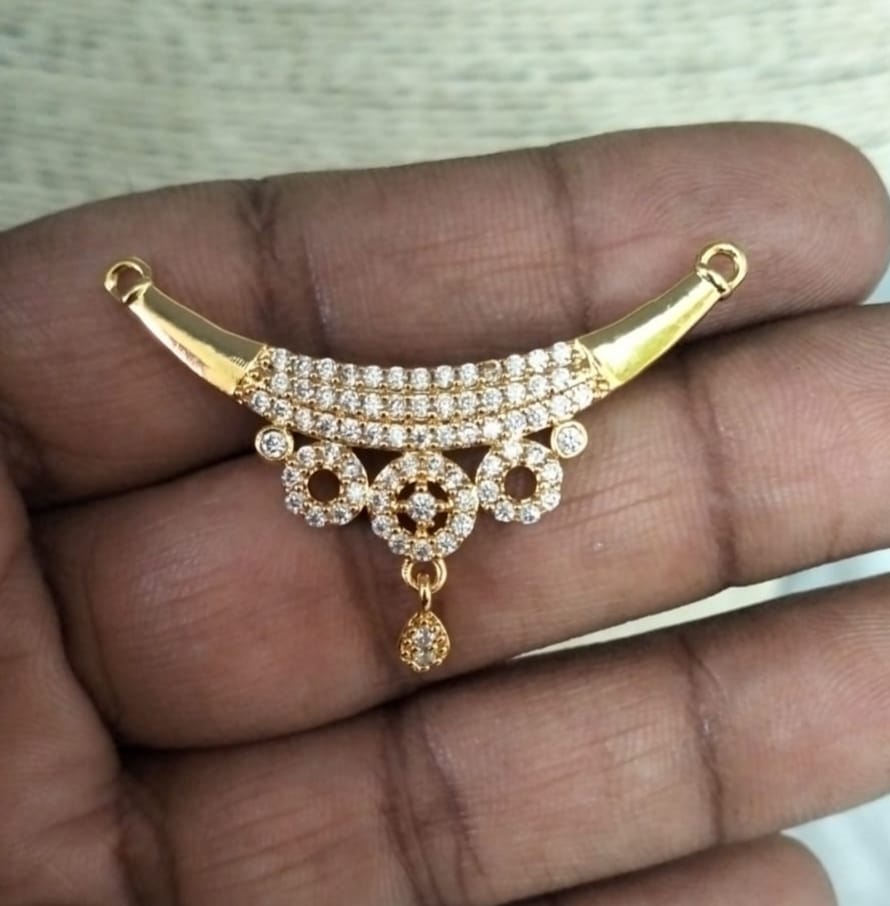 Premium quality One gram gold Handmade 0 beads karimani with AD stone pendent - Image 4