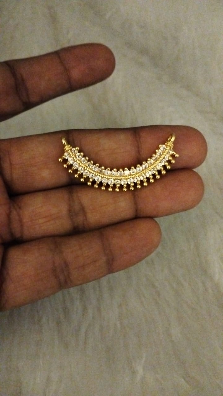 Premium quality One gram gold Handmade 0 beads karimani with AD stone pendent - Image 3