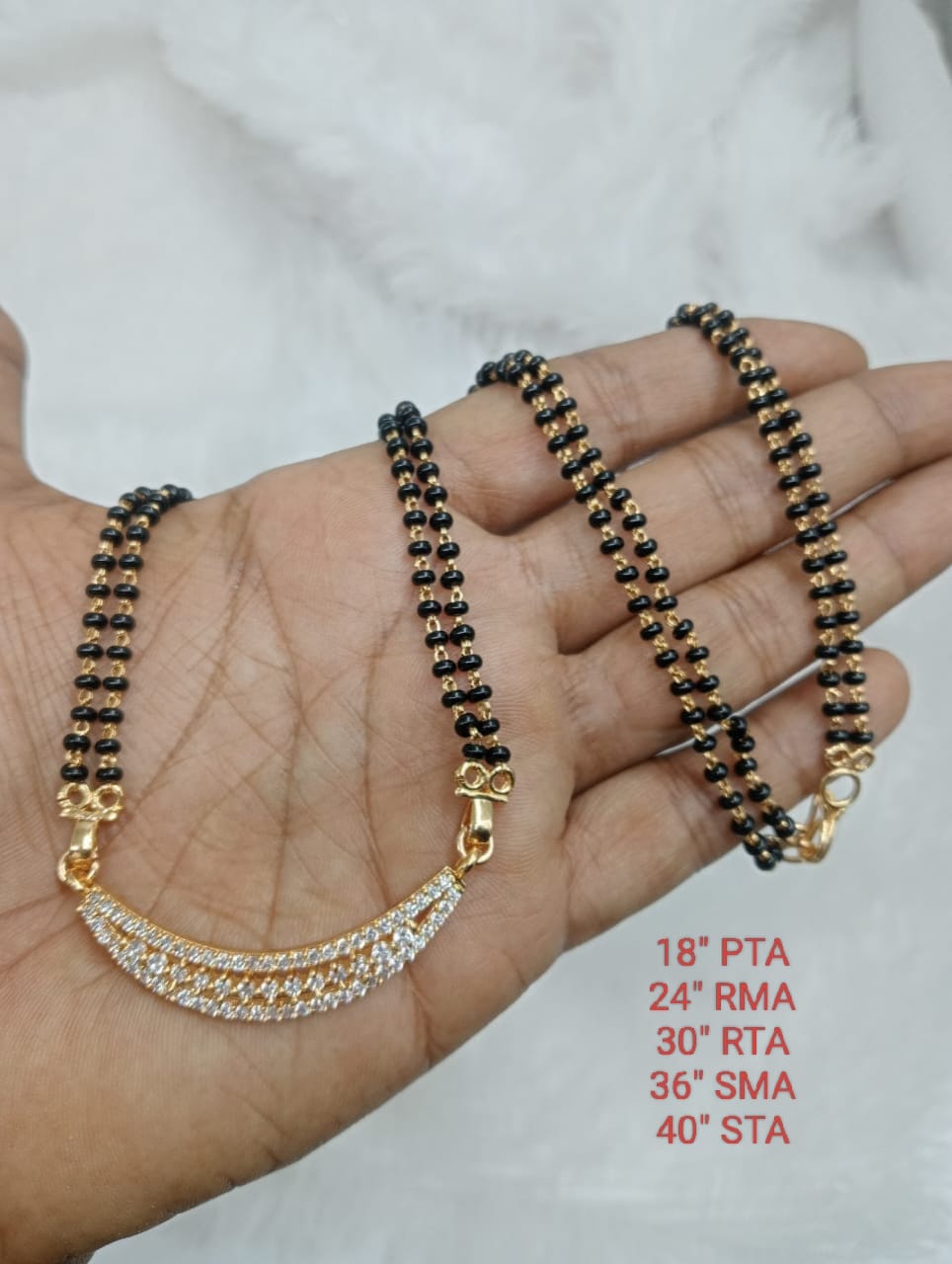 Premium quality One gram gold Handmade 0 beads karimani with AD stone pendent - Image 2