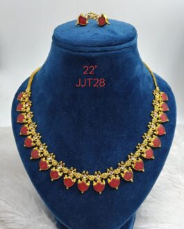 Premium quality one gram gold Katta palakka necklace with stud