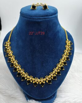 Premium quality one gram gold Katta palakka necklace with stud