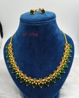Premium quality one gram gold Katta palakka necklace with stud