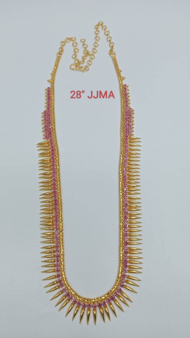 Premium quality one gram gold Ruby stone mallige necklace