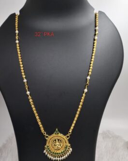 Premium quality one gram gold dashavathara pearl chain with laxmi pendent
