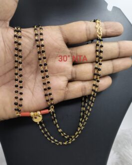 Premium quality one gram gold 30 inch handmade black beads Karimani with Thali