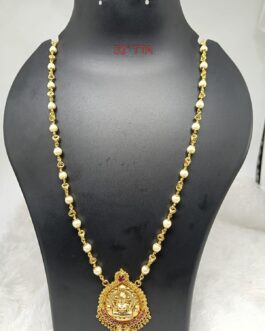 Premium One gram gold 30 inch mudi pearl chain with laxmi pendent