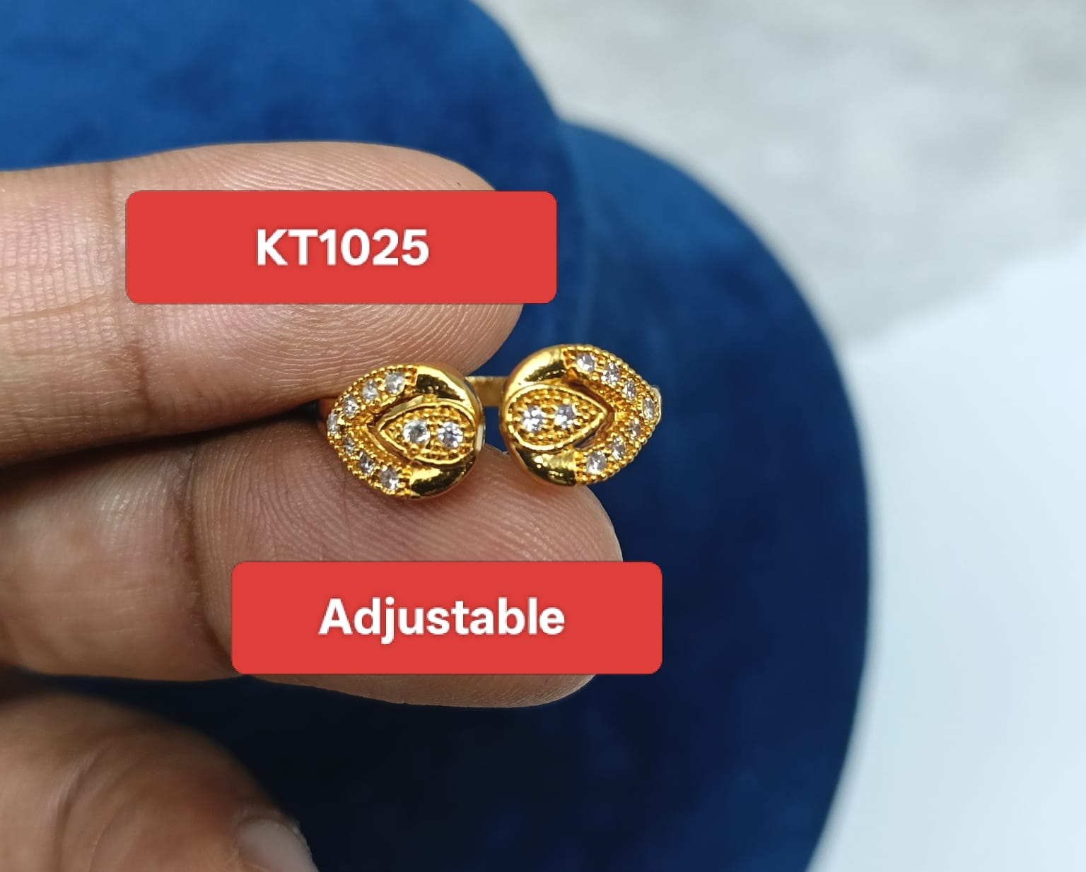 Premium quality One gram gold adjustable finger ring