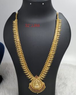 Premium quality one gram gold long laxmi necklace