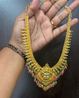 Premium quality One gram gold 22″ Handmade Laxmi necklace
