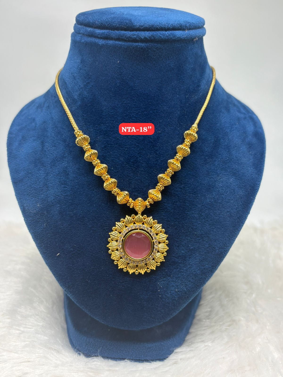 Premium quality one gram gold 18” short AD necklace