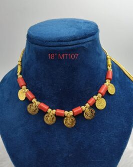 Premium quality One gram gold Coral Coin laxmi necklace