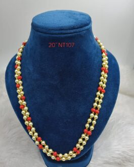 Premium quality One gram gold 20 inch double line coral pearl chain