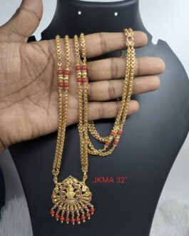 Premium quality One gram gold 32 inch Coral chain with matching pendent