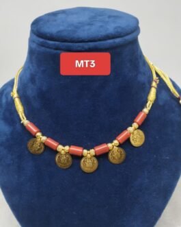 Premium quality one gram gold Coral 5 Coin necklace