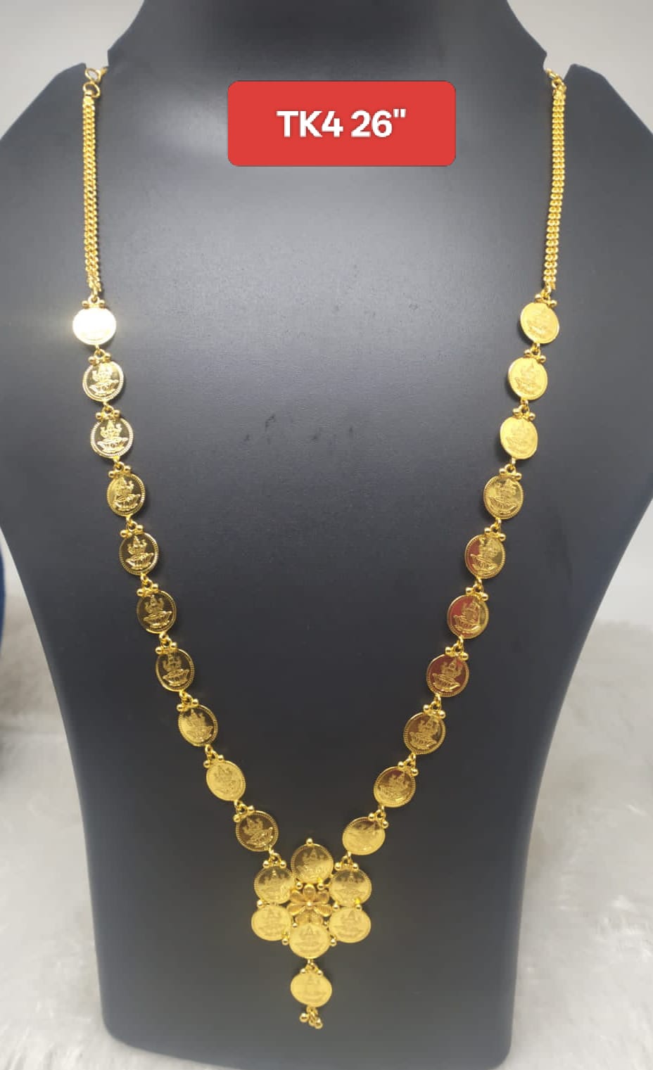 Premium quality one gram gold 26 inch long laxmi necklace