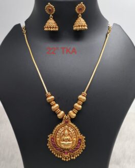 Premium quality Geru antique fiinsh 22” laxmi necklace with Jumka