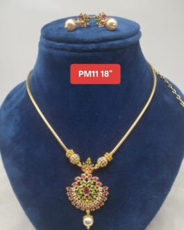 Premium quality One gram gold 18 inch short necklace with matching ear rings