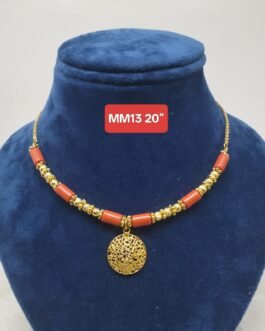 Premium quality One gram gold 20” short coral necklace
