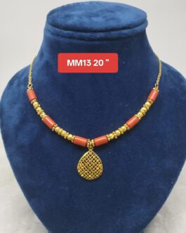 Premium quality One gram gold 20” short coral necklace