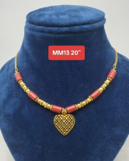 Premium quality One gram gold 20” short coral necklace