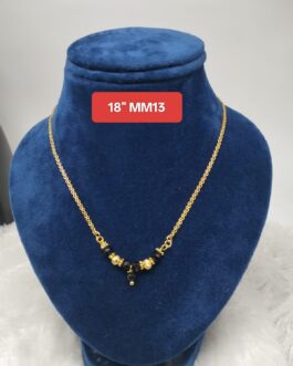 Premium quality One gram gold 18 inch short chain with black beads