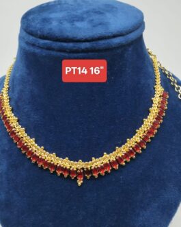 Premium quality One gram gold 16” stone necklace