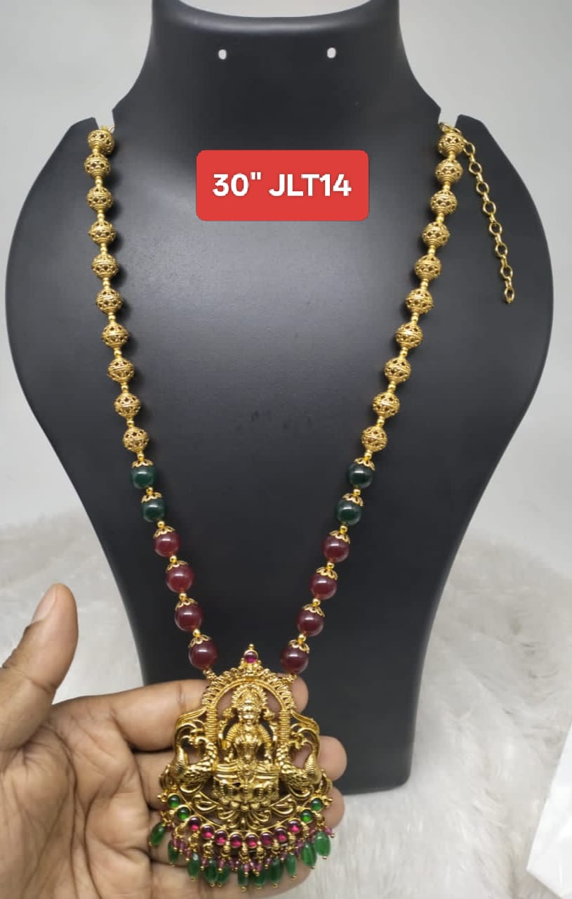 Premium quality One gram gold long beads chain with pendent