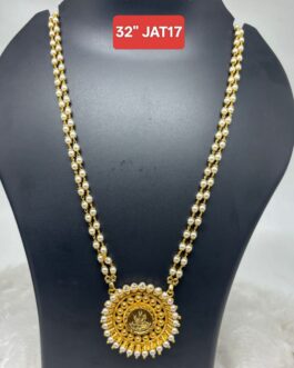 Premium quality one gram gold 32 inch pearl chain with laxmi pendent